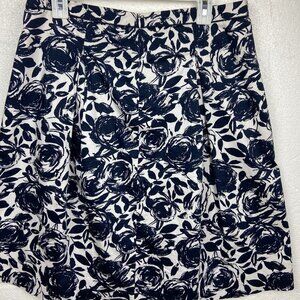 Mario Serrani Navy Flower Pleated Skirt Sz12 Italy